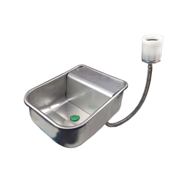 Robuste Pferdetränke aus Edelstahl mit Schwimmerventil und IBC-Anschluss – 4 Liter Volumen